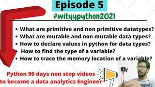 Complete python datatypes information | primitive and non primitive | Different data types python