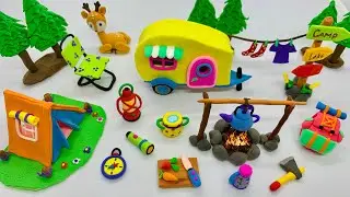 DIY Miniature Campsite on Polymer Clay For Dolls