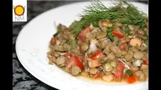 Lentil salad with vegetables. Delicious and healthy salad. It is easy to prepare, and the taste w...