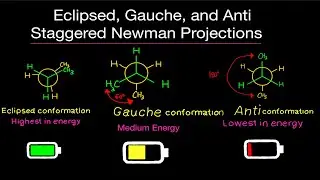 Organic Chemistry: Eclipsed, Gauche, Anti [Staggered] Conformations of Newman Projections MADE EASY!