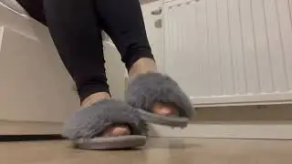 Pantyhose foot play in beige pantyhose