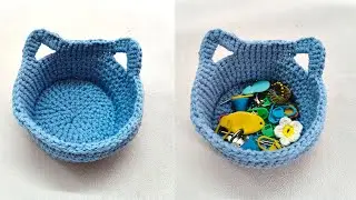 How to Crochet a Cat Shape Storage Basket | Beginners-friendly & Easy Step by Step Guide
