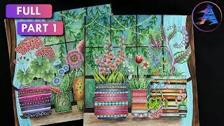 Coloring Tutorial: Pots | Part 1 The background | WORLD OF FLOWERS coloring book by Johanna Basford