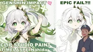 [Time-lapse] I tried drawing Nahida_Genshin Impact (ClipstudioPaint)