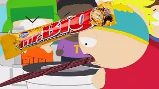 Cartman put chocolate on his mouth