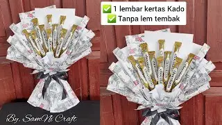 DIY Buket Snack Pakai KERTAS KADO | Tutorial Buket Snack LOW BUDGET