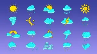 Animated Weather Icons Green Screen, Sun Green Screen, Cloud Green Screen, Thunder Green Screen
