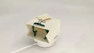 Small white gift paper recyclable golf bag packaging with name tag green ribbon handles for jewelry