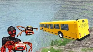 School Bus Jump to Pit VS BUS EATER || BeamNG Drive