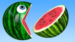 Learn Colors with PACMAN and Farm WaterMelon Tooth Brush Street Vehicle for Kid Children