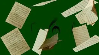falling music notes paper sheet green screen video footage