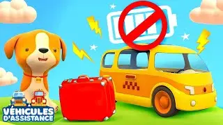 La batterie cassée de la voiture électrique 🔋 Véhicules d'assistance : Dessin animé pour enfants