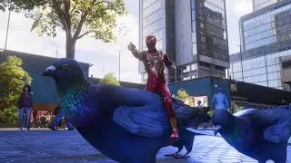 Spider-Man 2: New Game Plus - Spidey riding a pigeon!