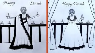 3 Beautiful Diwali Drawing Easy/ Diwali Festival Scenery Drawing  Easy For Beginners