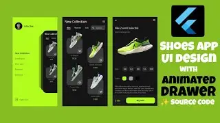 Flutter UI Practicing | Flutter Animated Drawer | Shoes App UI Design.