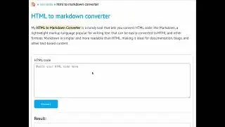 HTML to markdown converter - Free SEO tool