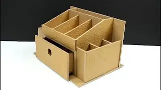 como hacer un organizador de cartón para escritorio ( cardboard desk organizer)