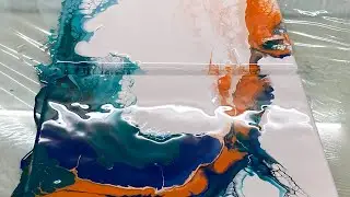 Acrylic Abstract Pouring with Satin Enamel, Pearl Pour for beginner, Art ASMR, Double canvas Pour