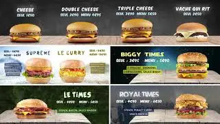 Digital Menu Board / Menu Board Vidéo - Times Burger