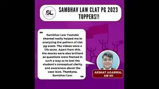 CLAT PG 2023 Rankers from Sambhav Law | CLAT PG 2024 Preparation | CLAT PG 