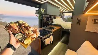 Vanlife Camping on a Seaside Cliff | Made a Seafood Feast