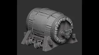 stylized barrel in zbrush