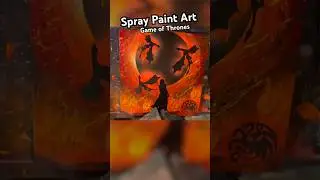 2 minute Game of Thrones spray paint art & acrylic  time lapse #shorts #spraypaintart #gameofthrones