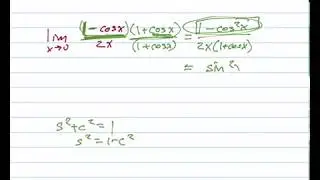 Find the limit at x goes to 0 of (1-cosx)/2x