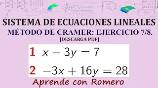 Solución de Ecuaciones Lineales mediante Método de Cramer (Ejercicio 7/8) [PDF Descarga]