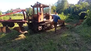 Культивация на ДТ 75. Самодельный культиватор не выдержал.