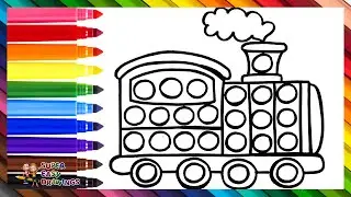 Drawing And Coloring A Train POP IT 🚂🔴🟠🟡🟢🔵🟣🌈 Drawings For Kids