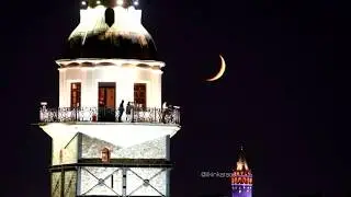 istanbul, Kız Kulesi , Galata ve hilal batımı.