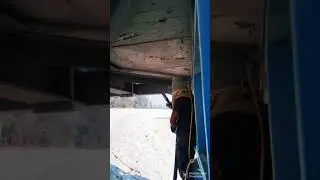 Sand blasting of a ship