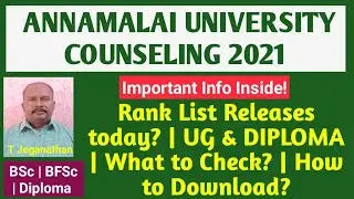 Annamalai University 2021 Rank Releases today? | What to Check? | How to Download Rank List?