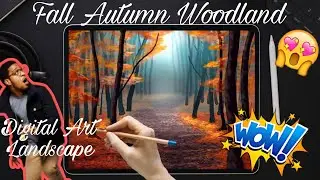 Fall Autumn Woodland Landscape Digital Art! Easy step by step! Procreate!@pranavkarmakarart #001