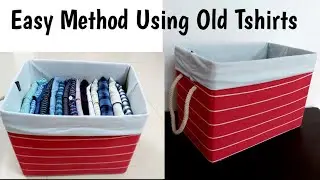 How to cover#Cardboard box with fabric very easily using#Old Tshirts #waste cardboard box into ....