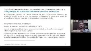 E.P. - (b) - Formação da Taxa Geral de Lucro e Transf. valores das mercadorias em Preços de produção