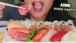 ASMR SUSHI PARTY! SALMON, TUNA, YELLOWTAIL - SASHIMI, MAKI & NIGIRI EATING SOUNDS - NO TALKING