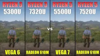 Ryzen 3 5300U vs Ryzen 3 7320U vs Ryzen 5 5500U vs Ryzen 5 7520U - Gaming Test