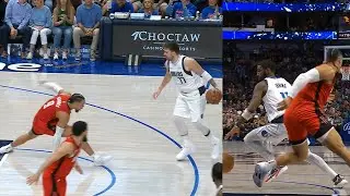 Luka Doncic and Kyrie Irving take turns destroying Dillon Brooks with handles 😳