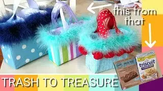 Sewing Tutorial DIY Fancy Bag / How to Make a Pretty Bag, Purse and Gift Boxes / Trash to Treasure