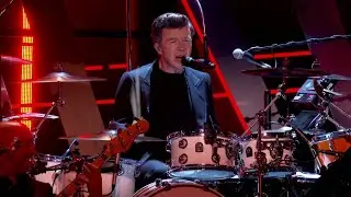 Rick Astley on drums - You Shook Me All Night Long (AC/DC)
