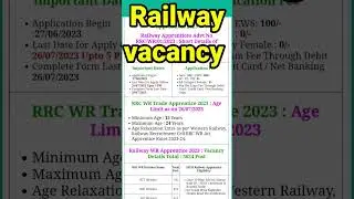RRC WR Apprentice Vacancy 2023 Notification | Western Railway Apprentice  New Bharti 2023