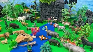 Small World Play Diorama Safari Animals| Learn Animal Names Tiger Lion Bear Camel- Mô hình động vật
