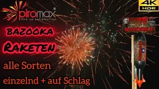 Piromax Bazooka Raketen, einzelnd und auf Schlag [4K/HDR]