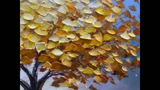 Large Abstract Golden Tree of Life Oil Painting On Canvas, Original Big Tree Painting