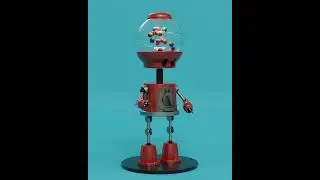 Gumball Machine Man Robot Video Game Character Concept Art Blender 3D Animation Test