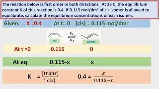 Cis-Trans isomerization equilibrium concentrations of each isomer calculation problems.