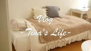 SUB)Changing my bedding | Making new pillow cases with old clothes | Chestnut rice (VLOG)