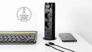 Shelbi STVA-2S-1U1C-B Выдвижной-автоматический настольный розеточный блок